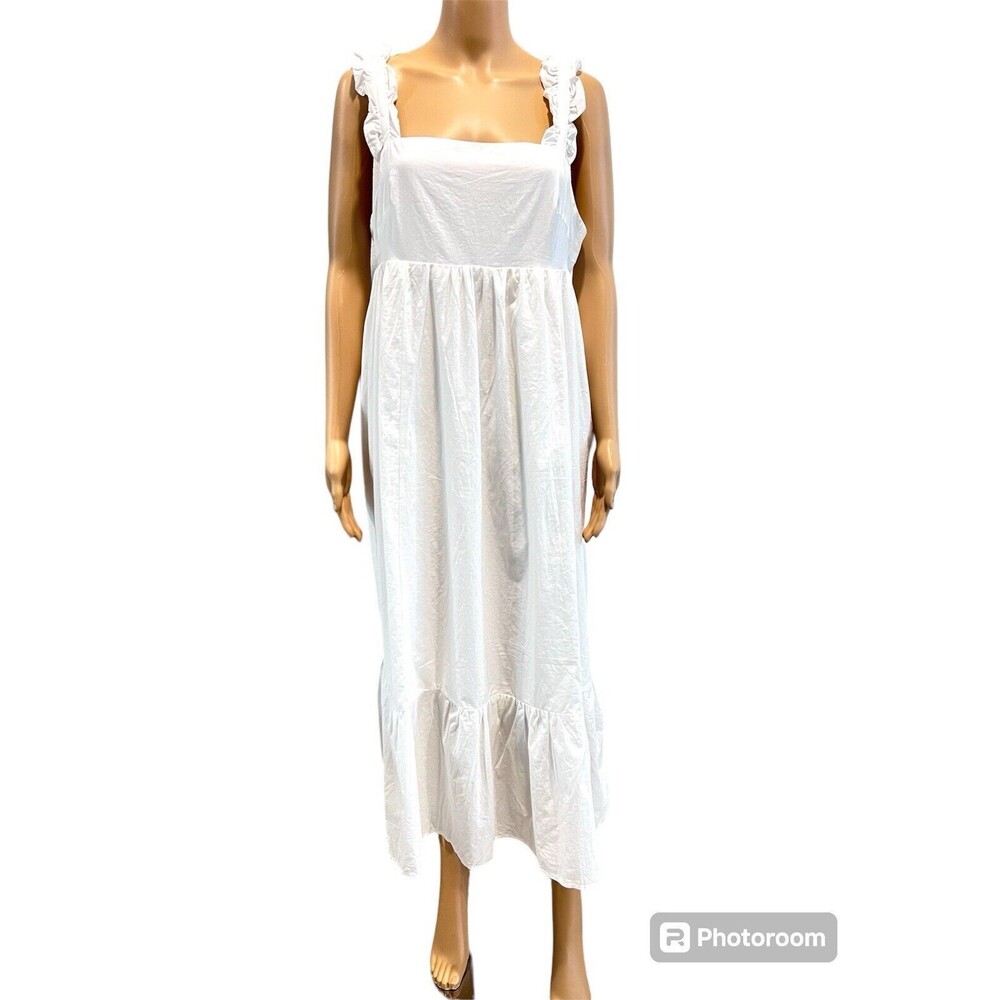 Heyson Women’s Mark My Words Ruffle Sleeve Flare Midi White Dress Size Large